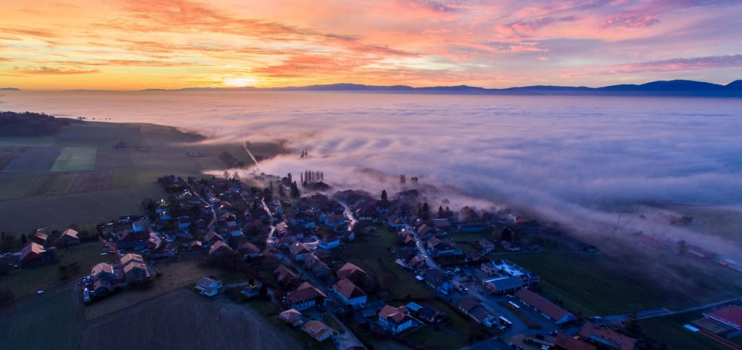 Mer de Brouillard au coucher du soleil